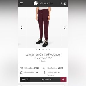 Lululemon On The Fly Jogger